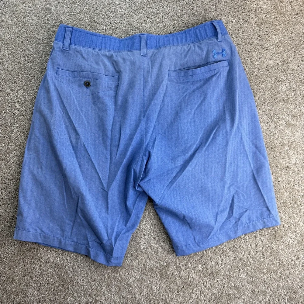 Under Armour Chino Shorts Mens 32 Blue Microfiber 10 Inseam Golf Casual Summer